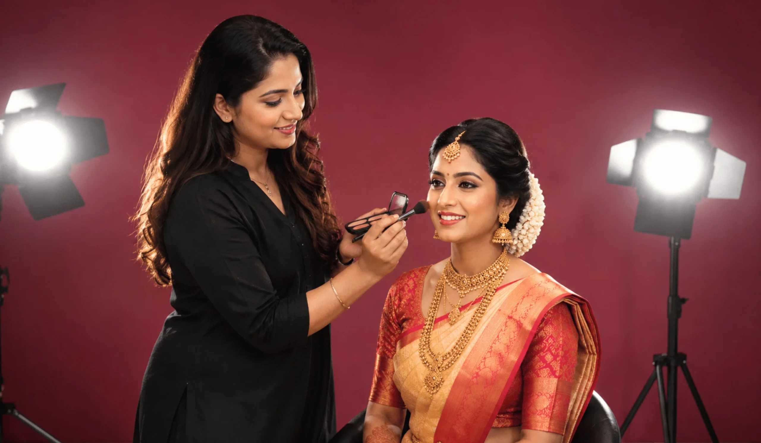 Professional makeup artist at work